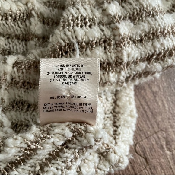 Anthropologie Moth Open Front Metallic Striped Hooded Cardigan Size Small - Picture 8 of 8